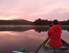 tortue canot lever de soleil sur lac wapizagonke